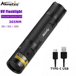 AloneFire SV005 UV led Flashlight 365nm Powerful Ultraviolet Invisible USB Torch Black Light Pet Urine Stains Detector Scorpion