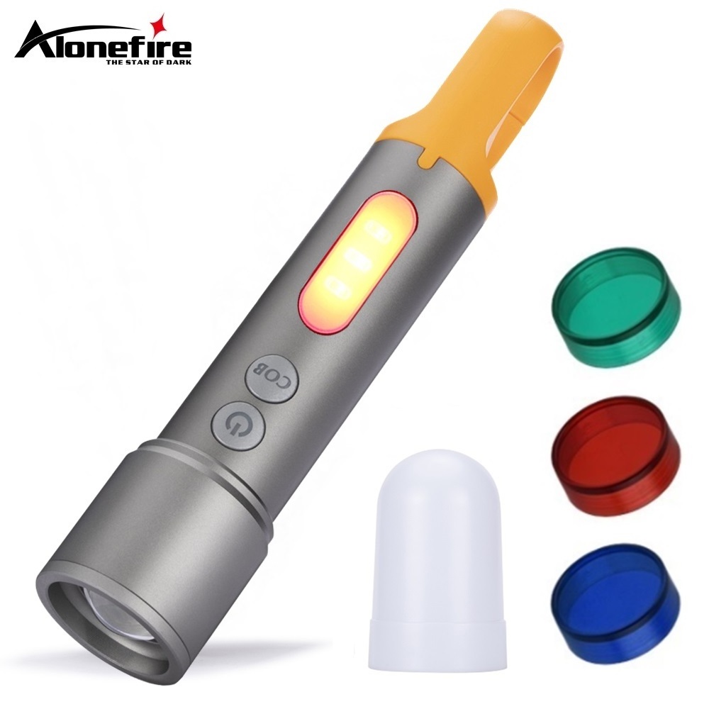 Alonefire Z8 Zoomable Flashlight Red Green Blue White Handheld Torch TYPE-C Fast Charging Multi-function Camping light spotlight