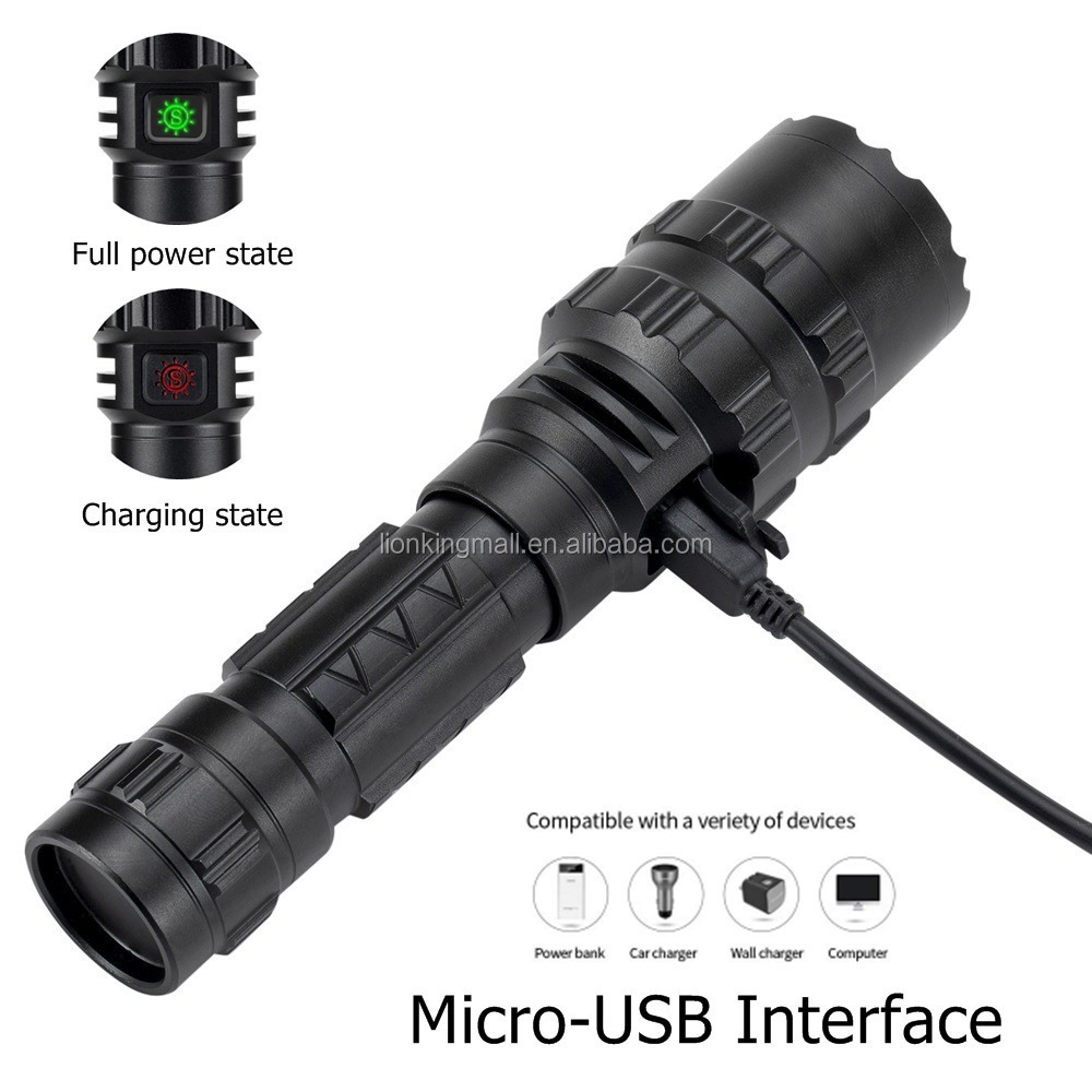 AloneFire G100 XM-L2 LED Tactical Flashlight High power 18650 USB Rechargeable Torch Hunting Flash light 18650 battery