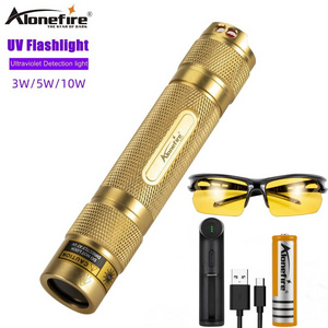 Alonefire SV007 Copper UV flashlight 10W 365nm Led Blacklight Money Pet Urine Stains Scorpion Hunting Leakage examine glasses