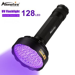 Alonefire 128 LED 395nm Powerful UV Flashlight Ultraviolet Torch Blacklight Detector Dry Pets Urine Stains Scorpion Money Curing