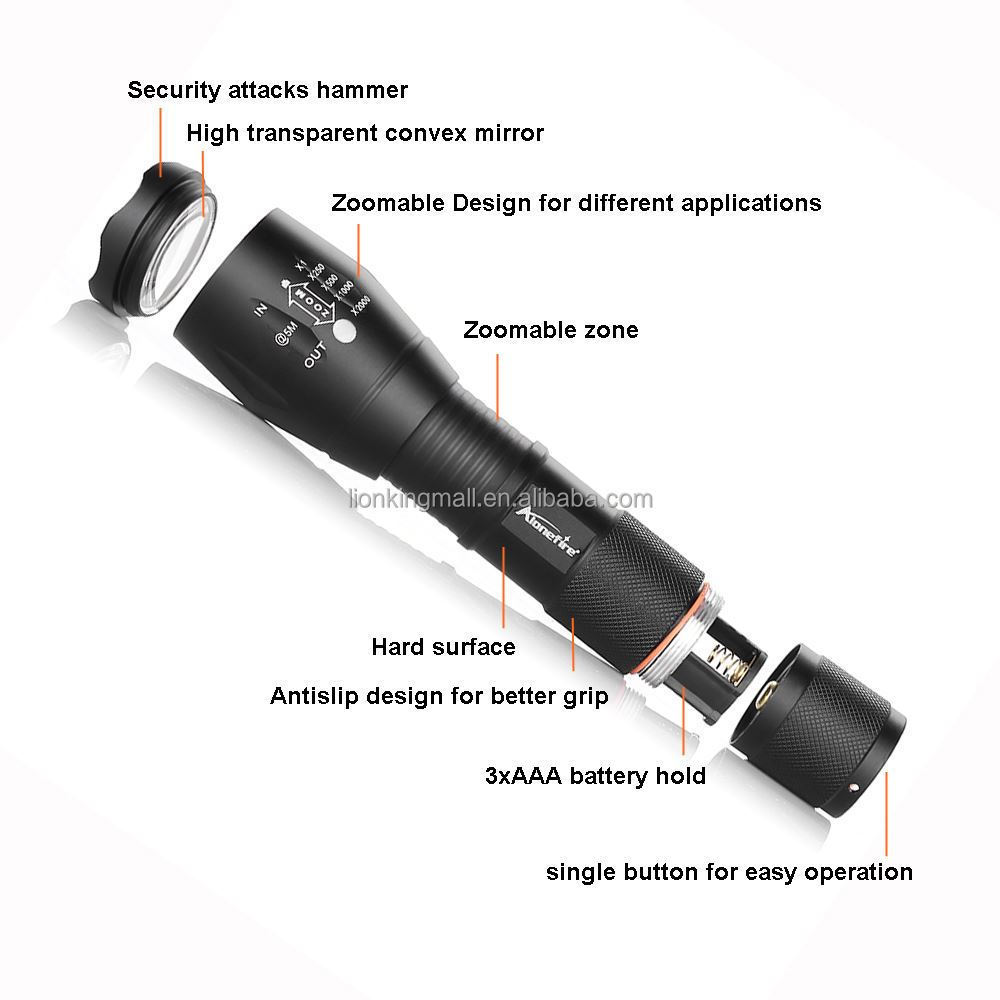 AloneFire G700 10W Led Zoom Green light Flashlight Outdoor Hunting Camping Sports High power Waterproof Work torch 18650 battery