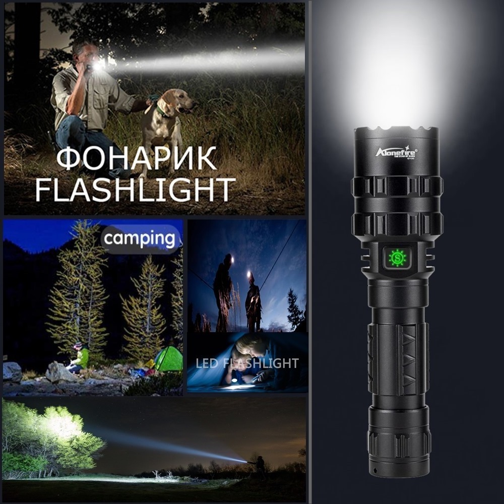 AloneFire G100 XM-L2 LED Tactical Flashlight High power 18650 USB Rechargeable Torch Hunting Flash light 18650 battery