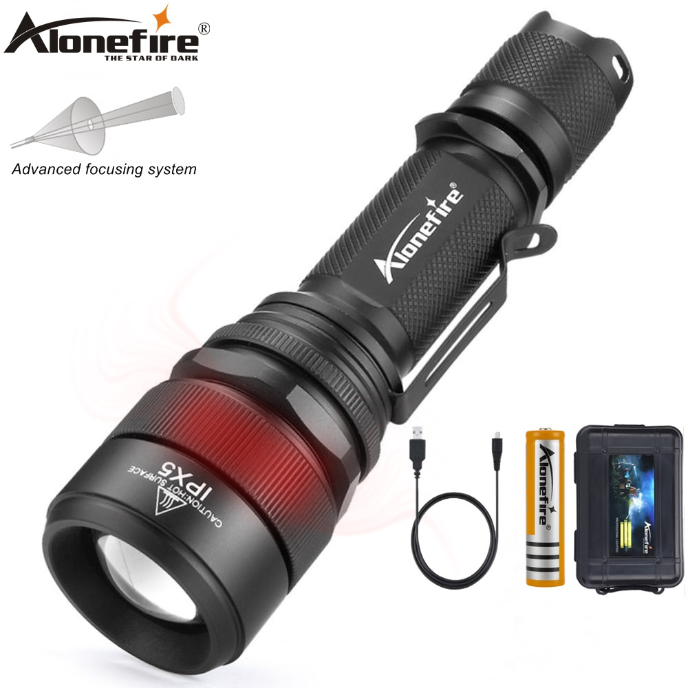 Alonefire G910 Tactical Flashlight 10W-T6 LED Waterproof Zoomable Torch hunting Bright light Camping Hike Lamp 18650 Battery