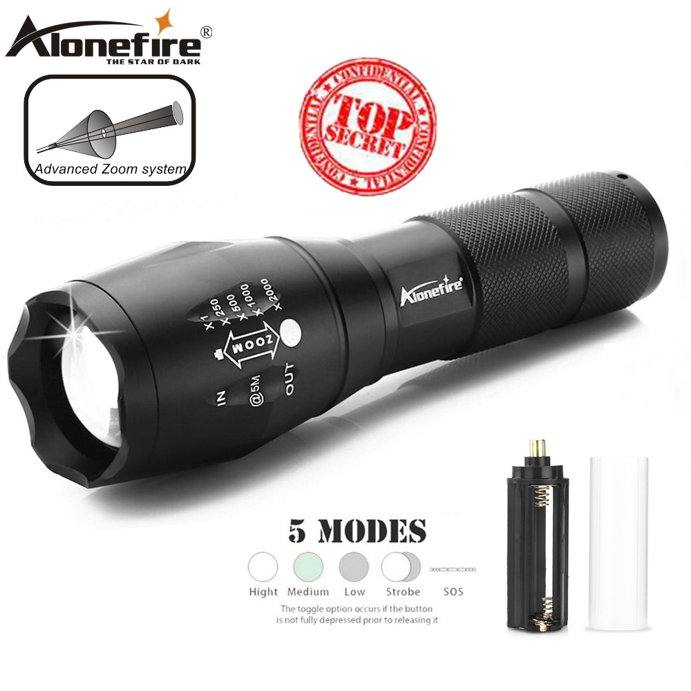 Alonefire G700  10W T6 Led Zoom Flashlight 5000lm Camping hunting Fishing Bright light High power Work Torch AAA 18650 battery