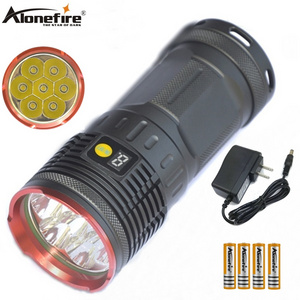 Alonefire 7T6 10W T6 led LCD Display High power Flashlight Outdoor Tactical hunting Fishing Search Ultra Bright Torch light