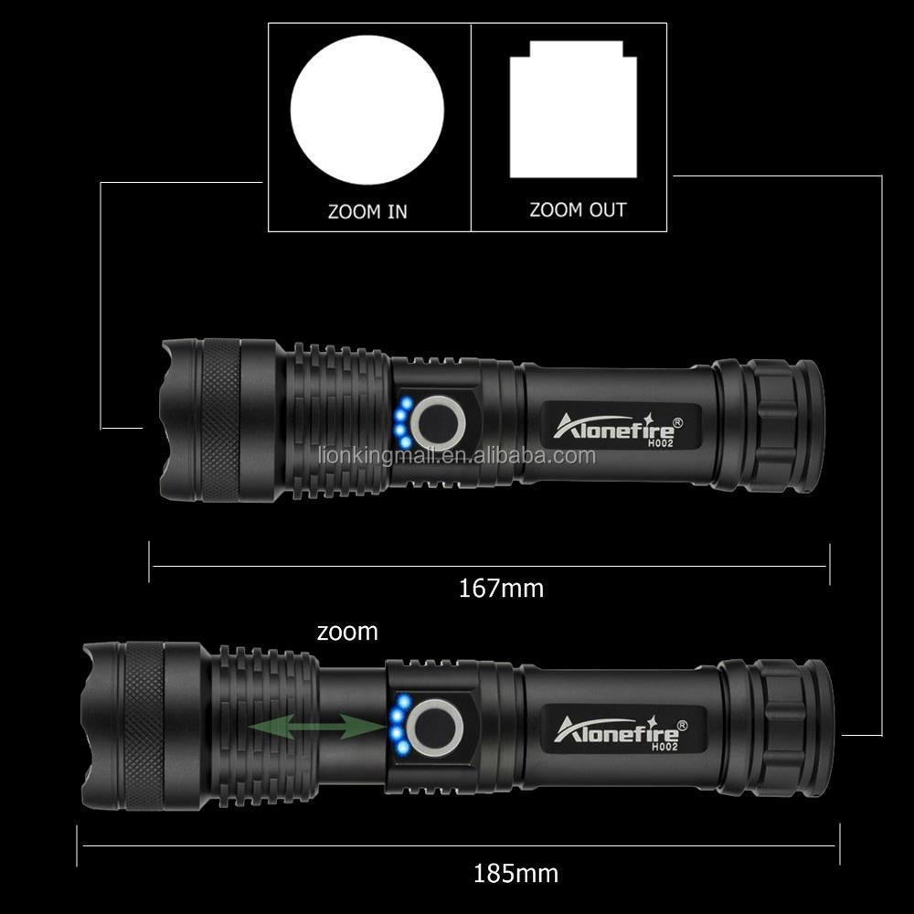 Alonefire H002 XHP50 High power LED Zoom Flashlight hunting Bright light Work Powerful Outdoor Patrol Fishing Usb Torch 26650