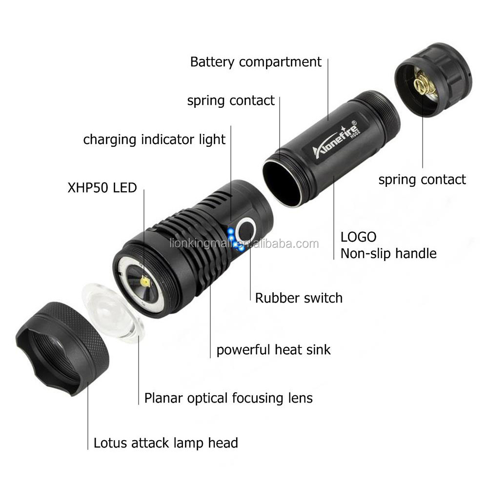 Alonefire H002 XHP50 High power LED Zoom Flashlight hunting Bright light Work Powerful Outdoor Patrol Fishing Usb Torch 26650