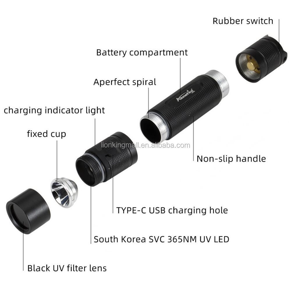 Alonefire SV005 High power UV led Flashlight 365nm USB Charging Torch Black light Fluorescent material Pet Money Ore Scorpions