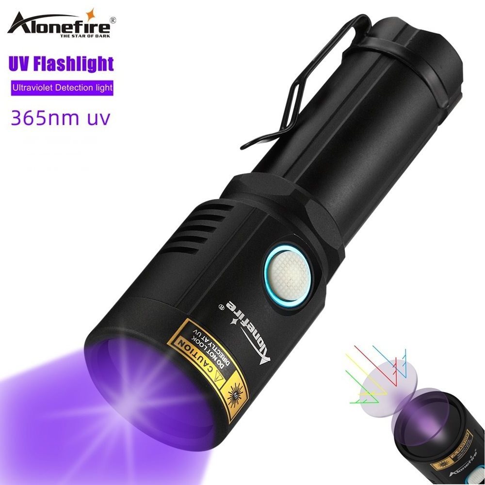 Alonefire X901 UV 365nm 10W flashlight ultraviolet USB rechargeable torch Urine  Cats Pet Stains Money Ore Scorpions Detector