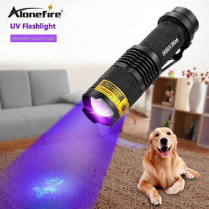 ALONEFIRE SK68 UV LED Flashlight 365 395nm Zoom Mini Ultra Violet Cat Dog Animal Pet Urine money Detection Light Lamp AA Battery