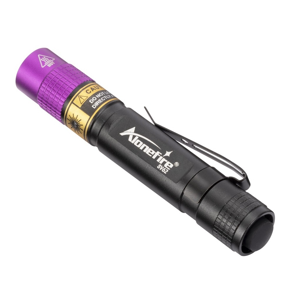 Alonefire SV62 3W LED Flashlight 365nm UV Torch Ultraviolet Money Marker Ore Pet Urine Stain Scorpion Detector Light AAA battery