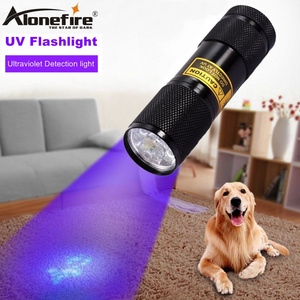 ALONEFIRE 9 Led 395nm Ultra violet flash light Cat Dog Pet urine Money Hotel UV Detector Mini flashlight Travel Lamp AAA battery