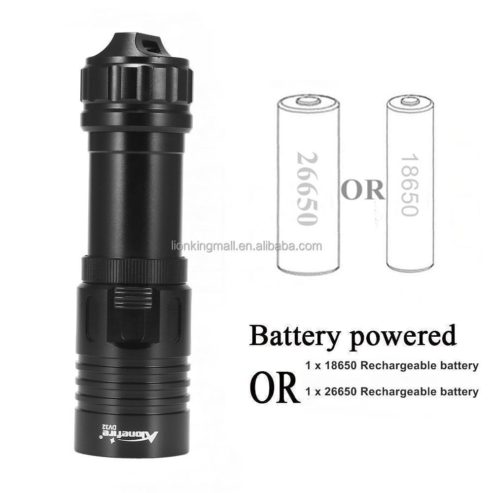 Alonefire DV32 XM-L2 Led 12w Professional Diving light 100M Underwater Waterproof High power Dive Flashlight Outdoor Torch lamp