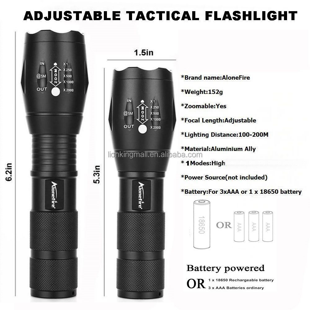 AloneFire G700 10W Led Zoom Green light Flashlight Outdoor Hunting Camping Sports High power Waterproof Work torch 18650 battery