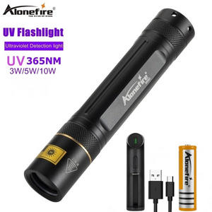 AloneFire SV003 365nm 3W 10W LED Black lens Ultraviolet flashlight UV light Curing Skin diseas check lamp 18650 battery