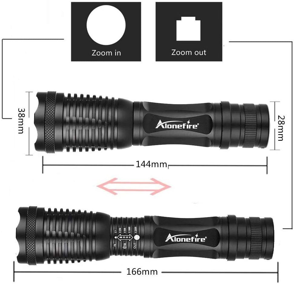 Alonefire E007-C 395nm UV Flashlight USB Rechargeable Ultra Violet Light Zoom Pet Urine Stains Detector Scorpions Fishing Lamp