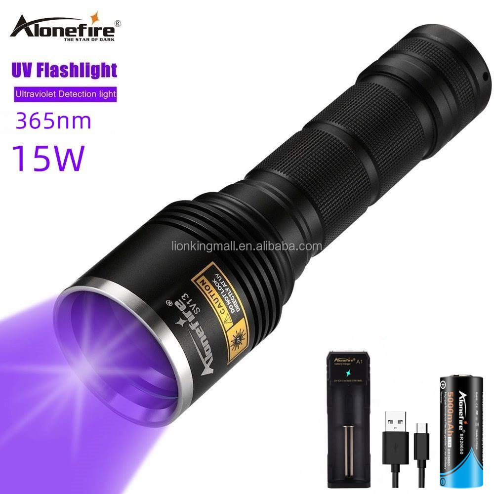 Alonefire SV13 High power 15W Led UV Flashlight 365nm Ultra violet Torch Black Light Cat tinea Money Leakage Scorpion Detector