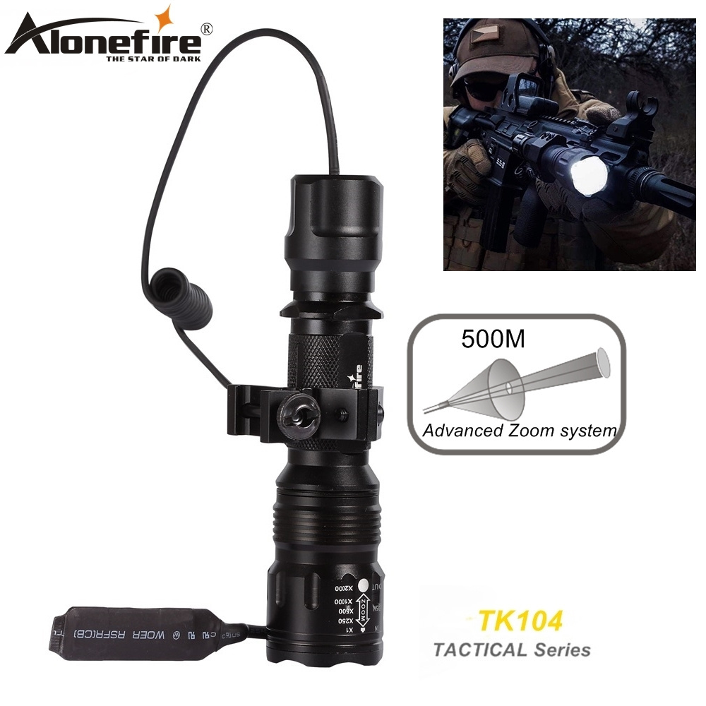 Alonefire TK104 XM-L2 LED Professional Zoom Tactical flashlight lamp Powerful High power Outdoor lighting Hunting Torch light