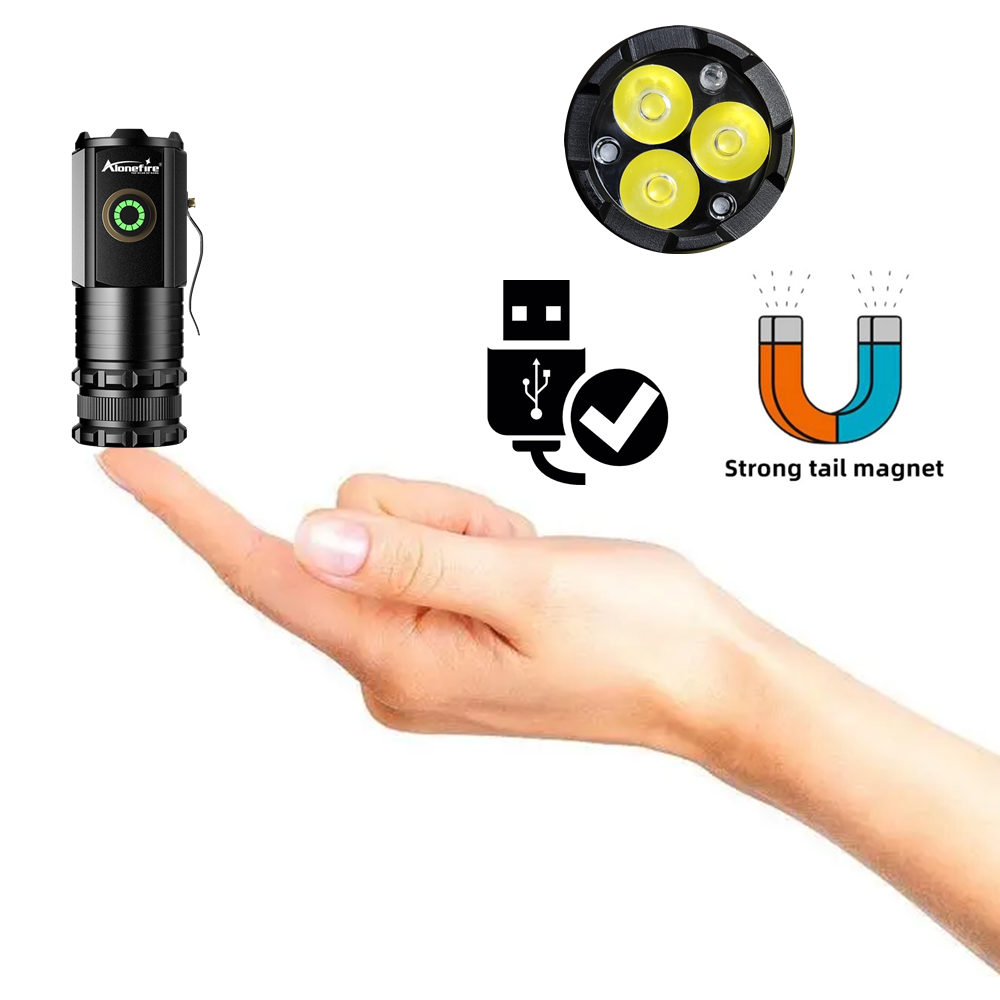 X23 15W 3xP35 LED Rechargeable Portable Magnet Mini Led Flashlight 18350 battery Usb charge Outdoor Work Pocket Small Torch Lamp