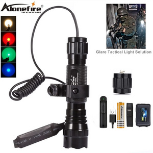 Alonefire 501B Tactical flashlight Green/Red/Blue/Yellow lamp led Torch Powerful High power Outdoor Hunting Bright light 18650