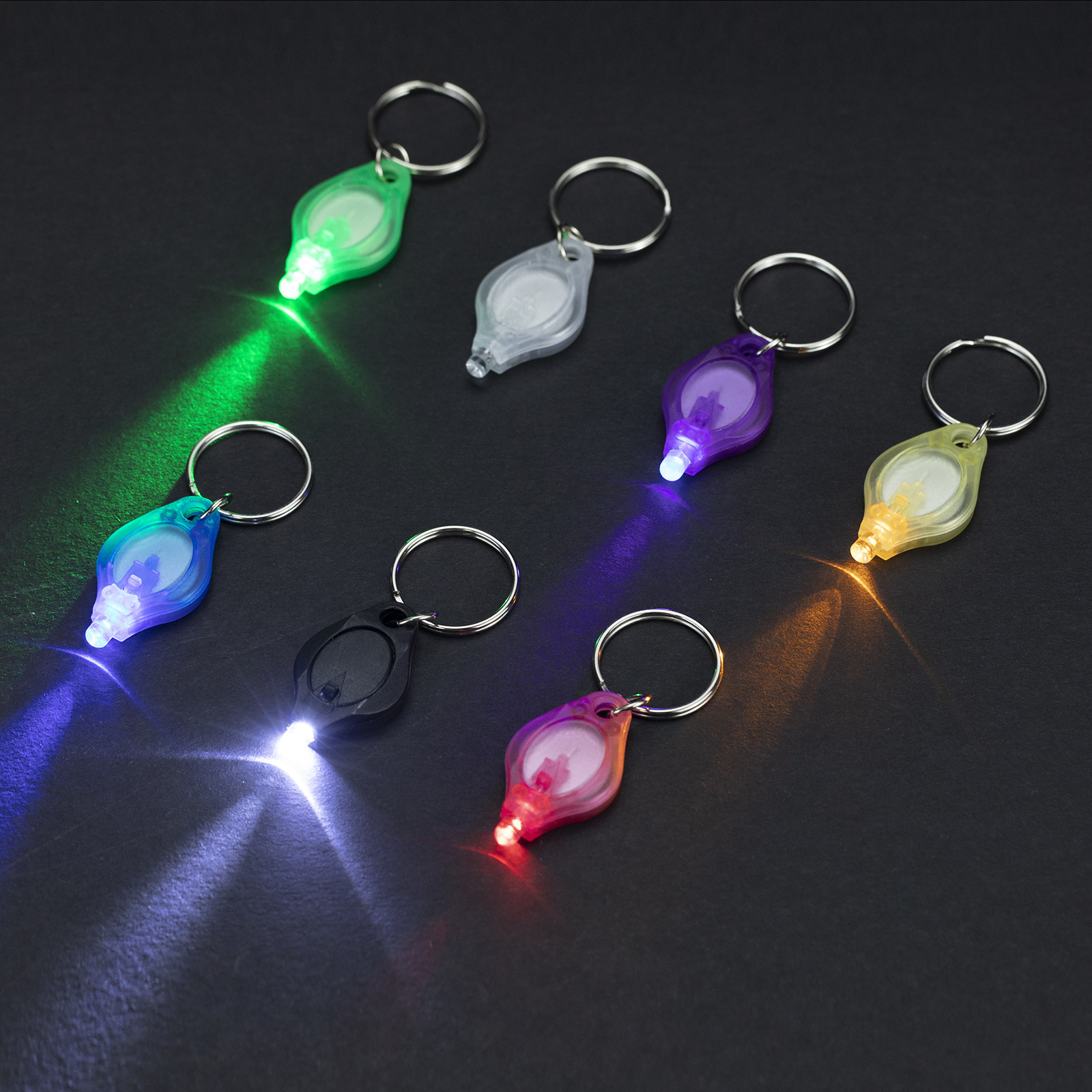 Alonefire F5 Mini LED Keychain Flashlight Multicolored Cool Rainbow Hiking and kids backpack Safety warning Toy Key chain light