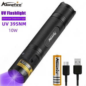 Alonefire SV005 UV 395-400nm 10W UV Led Flashlight Powerful Pet Stains Outdoor Hunting Marker Scorpion Money Fishing USB Torch