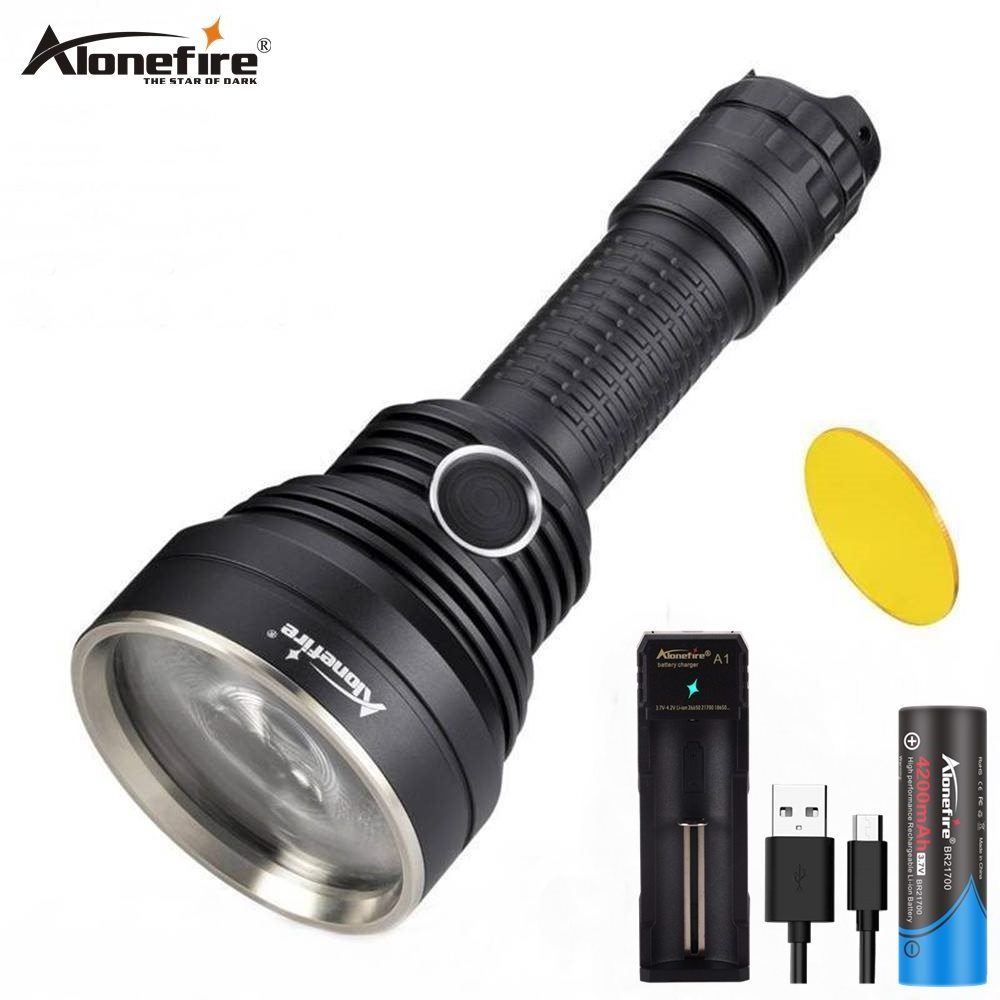 Alonefire X40 Powerful Super bright white Laser beam flashlight 2000 meter distance lighting 21700 outdoor hunting signal torch