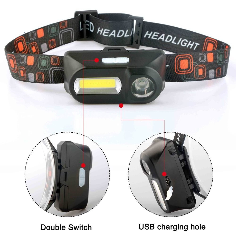 Alonefire HP40 XPE Q5 LED Cool Portable Outdoor camping COB Headlamp USB Rechargeable Fishing headlight student child floodlight