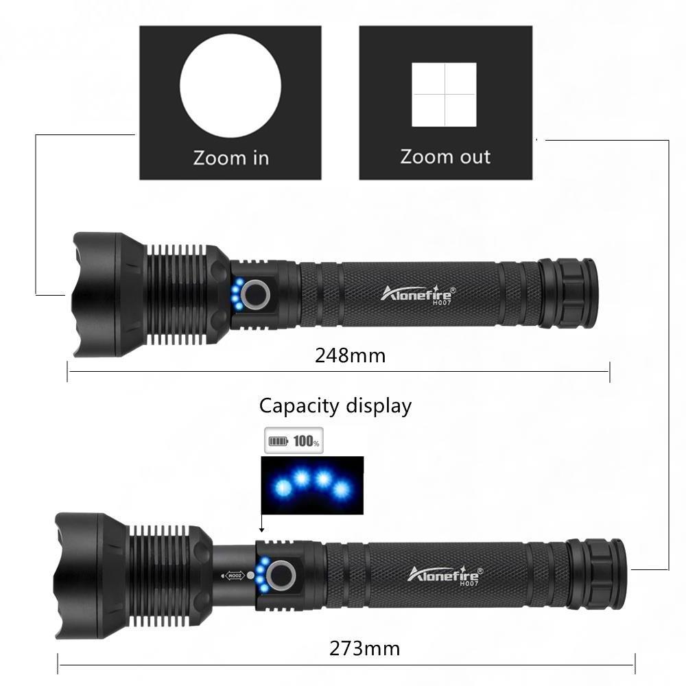 Alonefire H007 XHP70 30W High power Led Flashlight Zoom Ultra Bright Adventure Powerful Outdoor hunting Fishing Patrol Torch