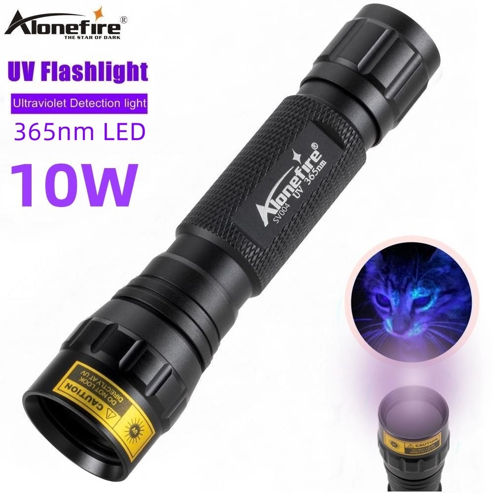 AloneFire SV004 365nm 10W UltraViolet Light High Power flashlight UV Black light Pet Urine Stains Scorpion Detector 18650