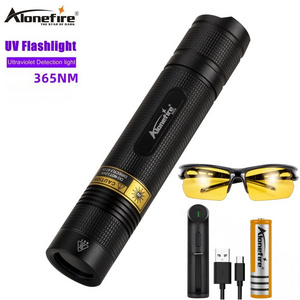 Alonefire SV006 UV led 5W Wood's lamp Flashlight 365nm Blacklight Vitiligo Pet Money Scorpion Detection torch light with Glasses