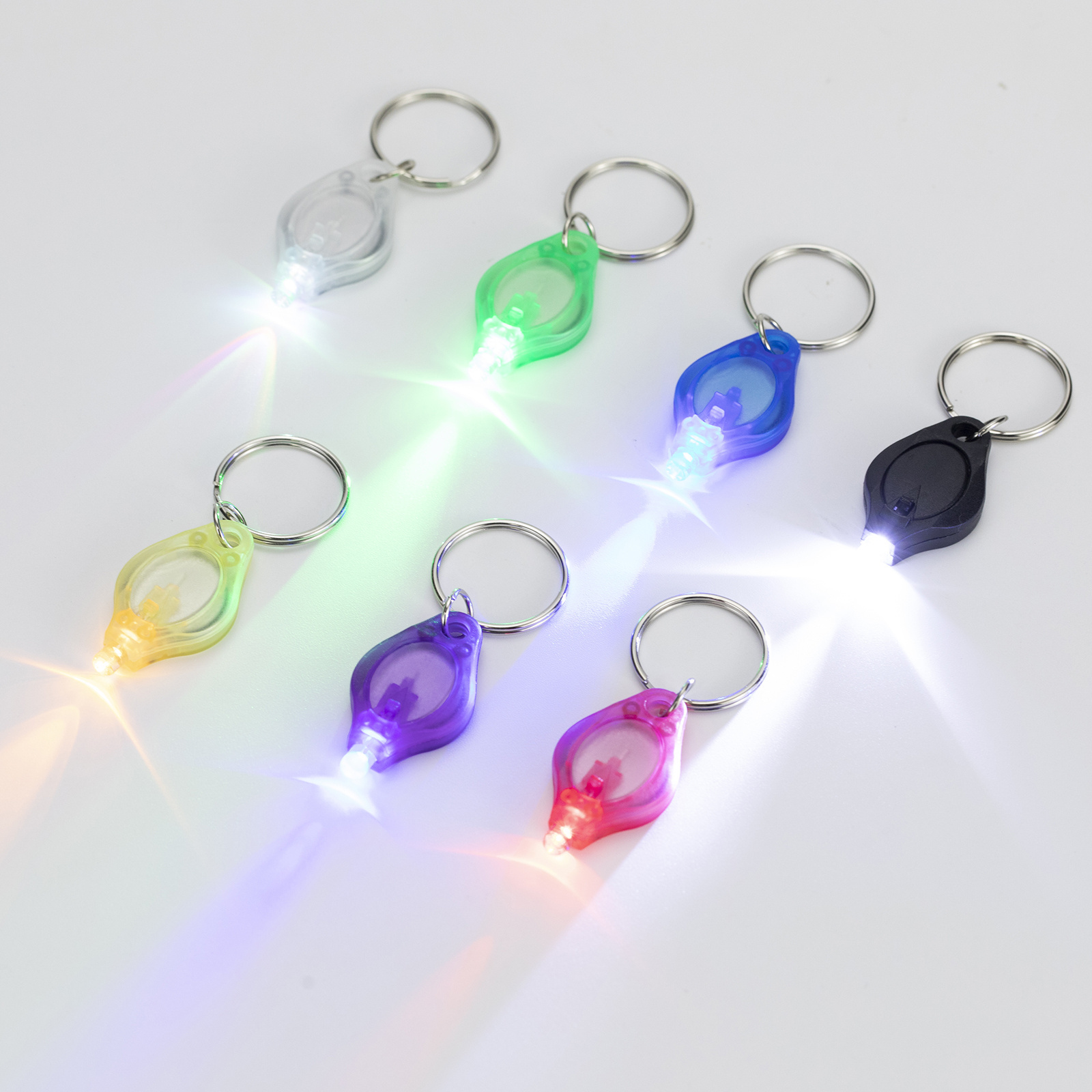 Alonefire F5 Mini LED Keychain Flashlight Multicolored Cool Rainbow Hiking and kids backpack Safety warning Toy Key chain light