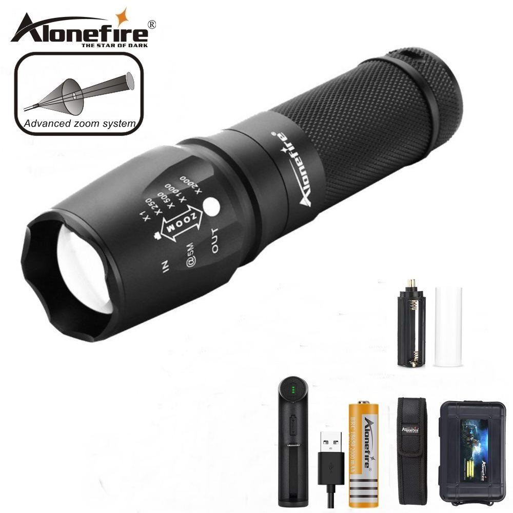 AloneFire X800 10W T6 led Handheld Zoom flashlight Outdoor Nightlight Travel Hike High Bright Tactical Torch Camping lamp 18650