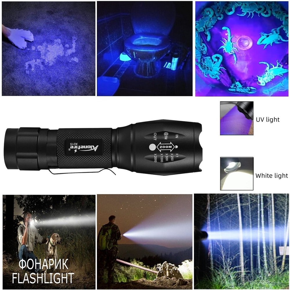 Alonefire X015 SST20+UV 395nm 2 IN 1 Led Zoom flashlight Ultra violet Cat Dog Pet Scorpion Money Check Powerful Lighting Light