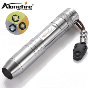 AloneFire SV300 3 in 1 Led White Yellow UV 365nm Stainless steel Flashlight Gem Amber Jade Light LED Money Detection Lamp 18650