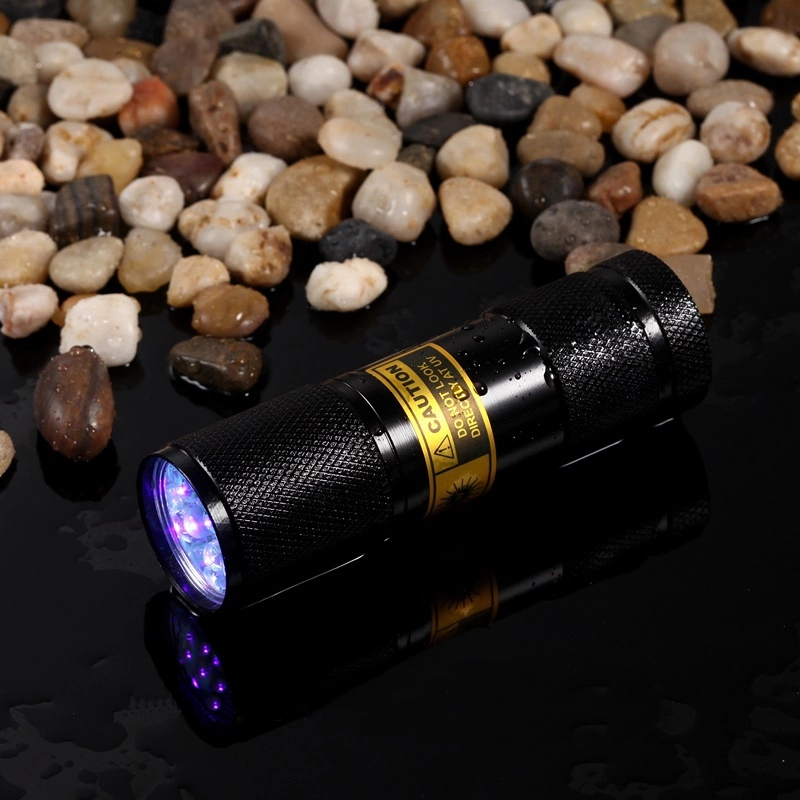 ALONEFIRE 9 Led 395nm Ultra violet flash light Cat Dog Pet urine Money Hotel UV Detector Mini flashlight Travel Lamp AAA battery