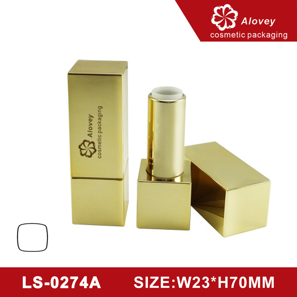 Alovey Containers Free Sample Custom Luxury Square Magnetic Attraction Lipstick Packaging Gold Lipstick Tube