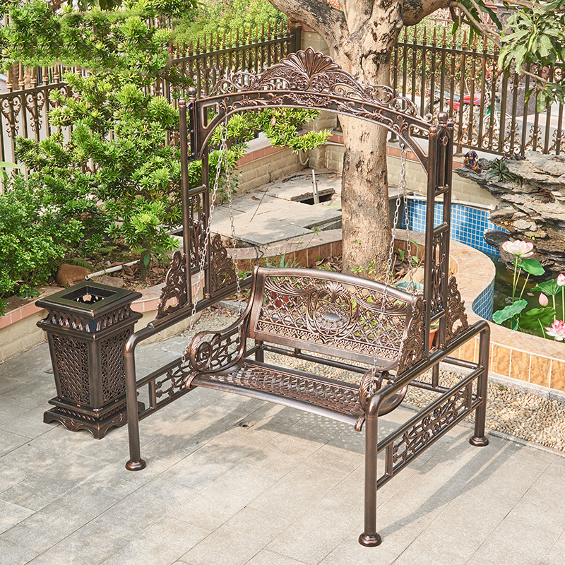 Swing Outdoor Patio Garden Balcony Outdoor Cast Aluminum Hanging Chair Double Rocking Chair Swing Bed