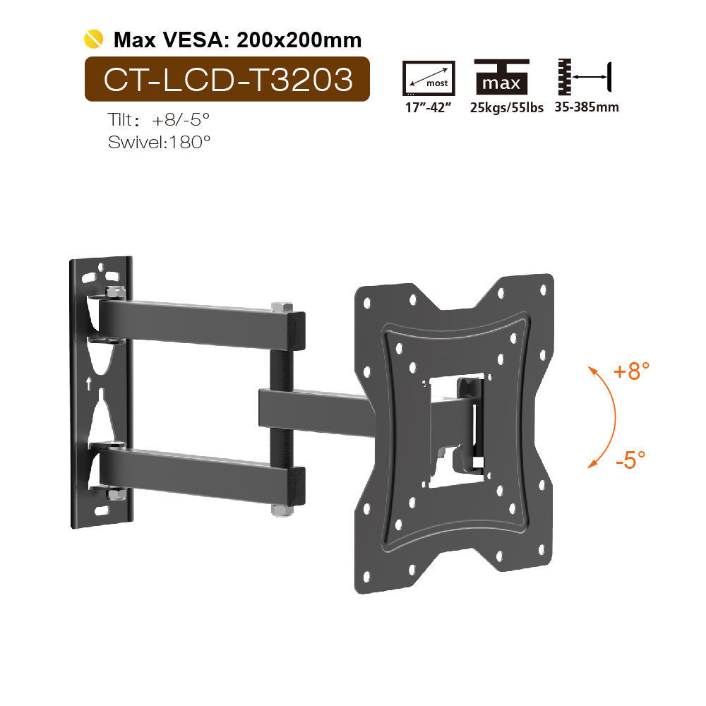 Charmount Factory Wholesale TV Bracket High Quality TV Wall Stand Tilt Swivel Full Motion TV Wall Mount