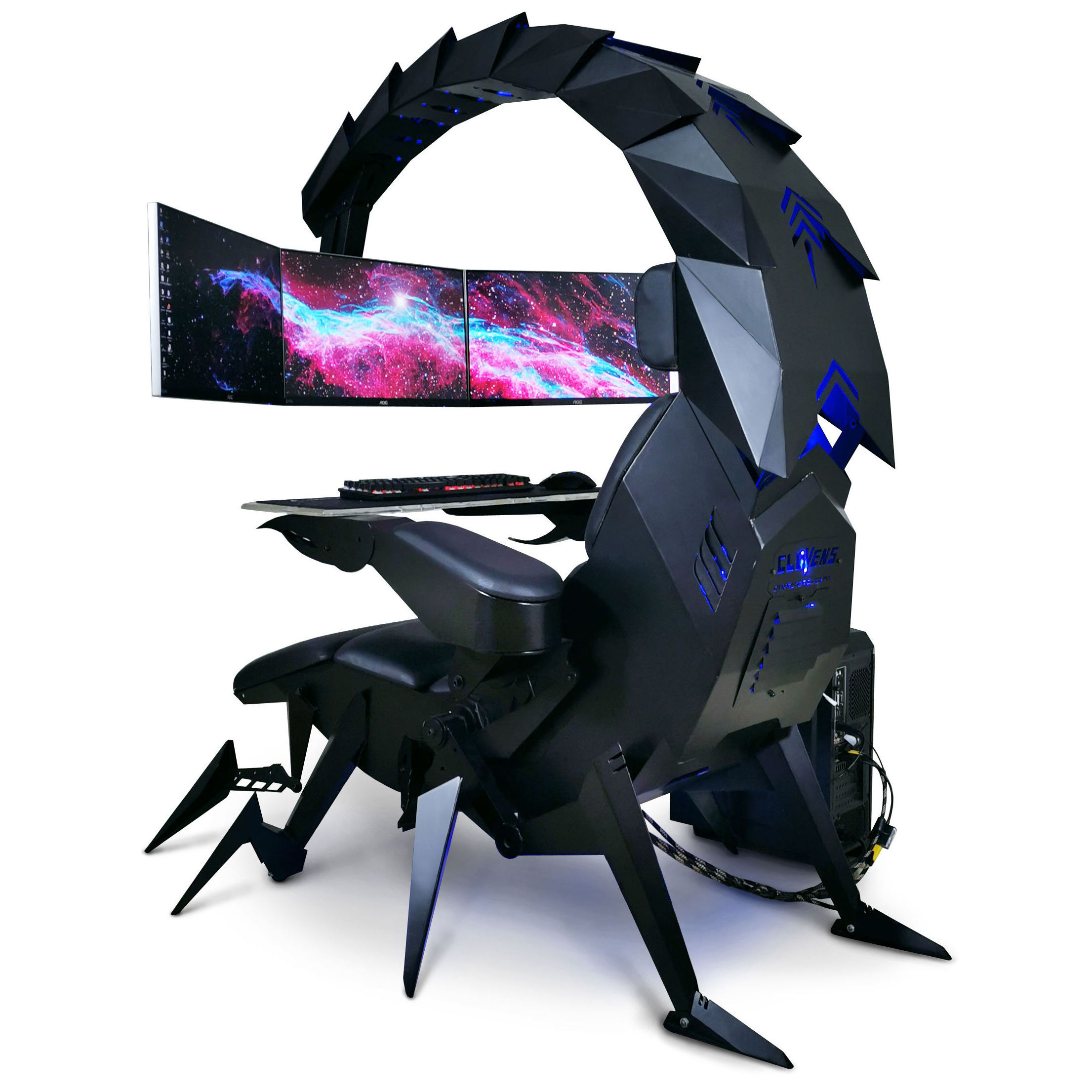 Ergonomic Scorpion Chair Cockpit Zero Gravity Office Comfortable Chair Gaming Workstation Recliner for upto 5 Monitors