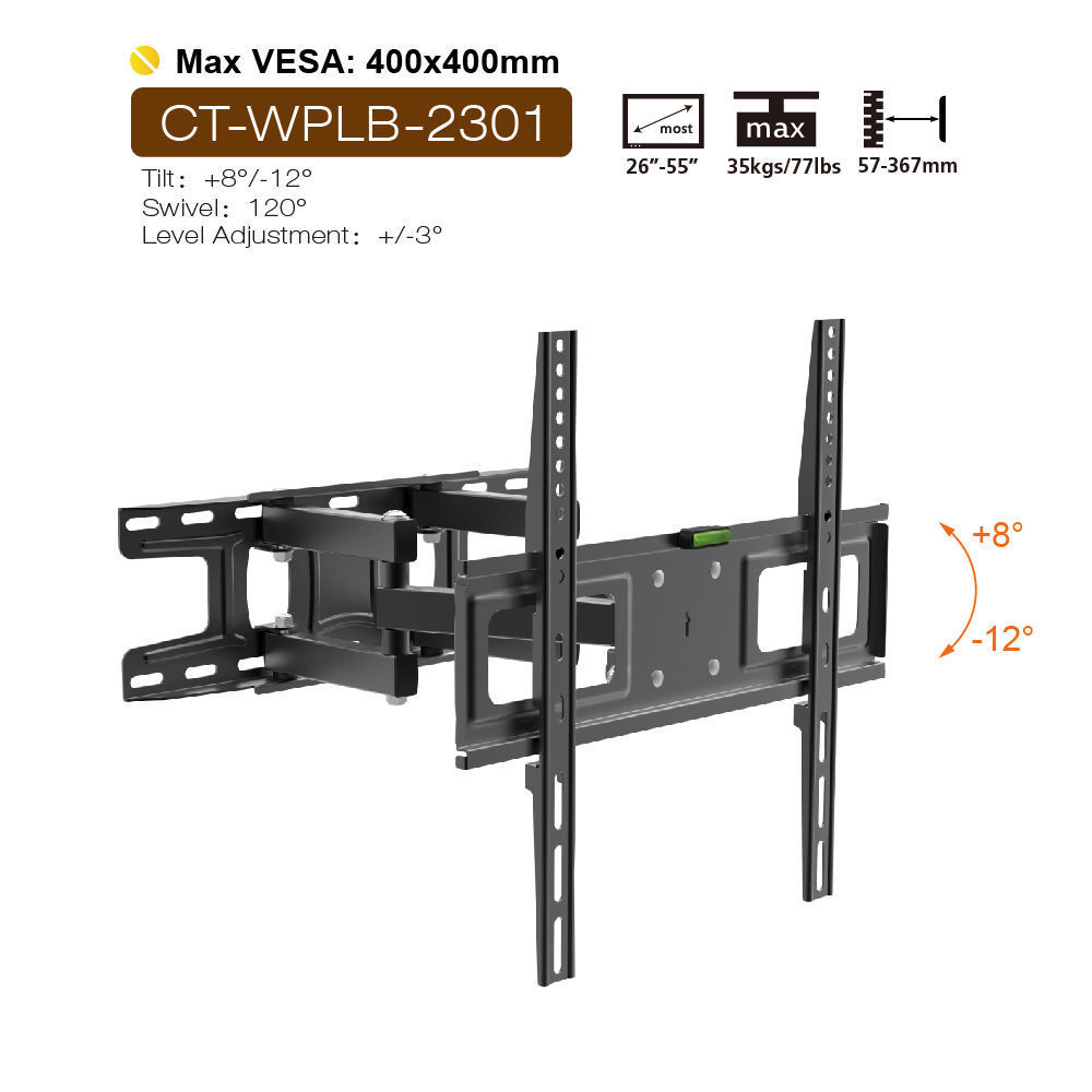 Charmount Factory Wholesale TV Bracket High Quality TV Wall Stand Tilt Swivel Full Motion TV Wall Mount