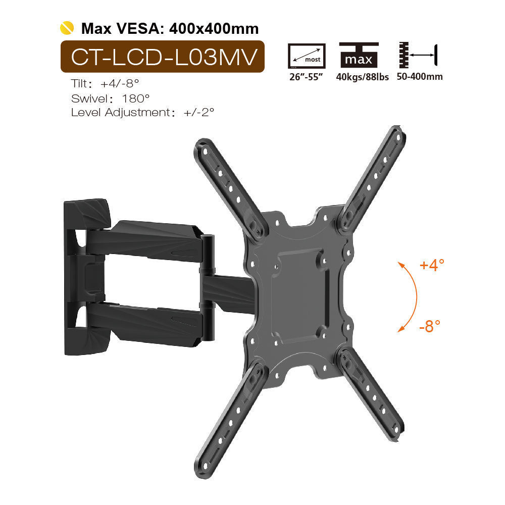 Charmount Factory Wholesale TV Bracket High Quality TV Wall Stand Tilt Swivel Full Motion TV Wall Mount