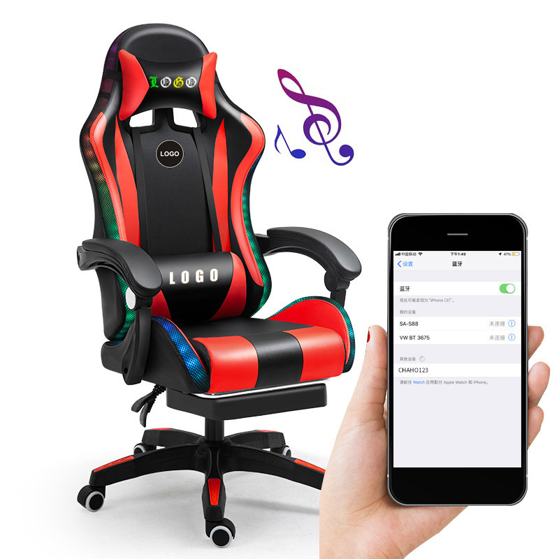 Cheap DDP PU Leather Computer PC Game Chair Silla Gamer Led RGB Racing Massage Gaming Chair With Lights And Speakers