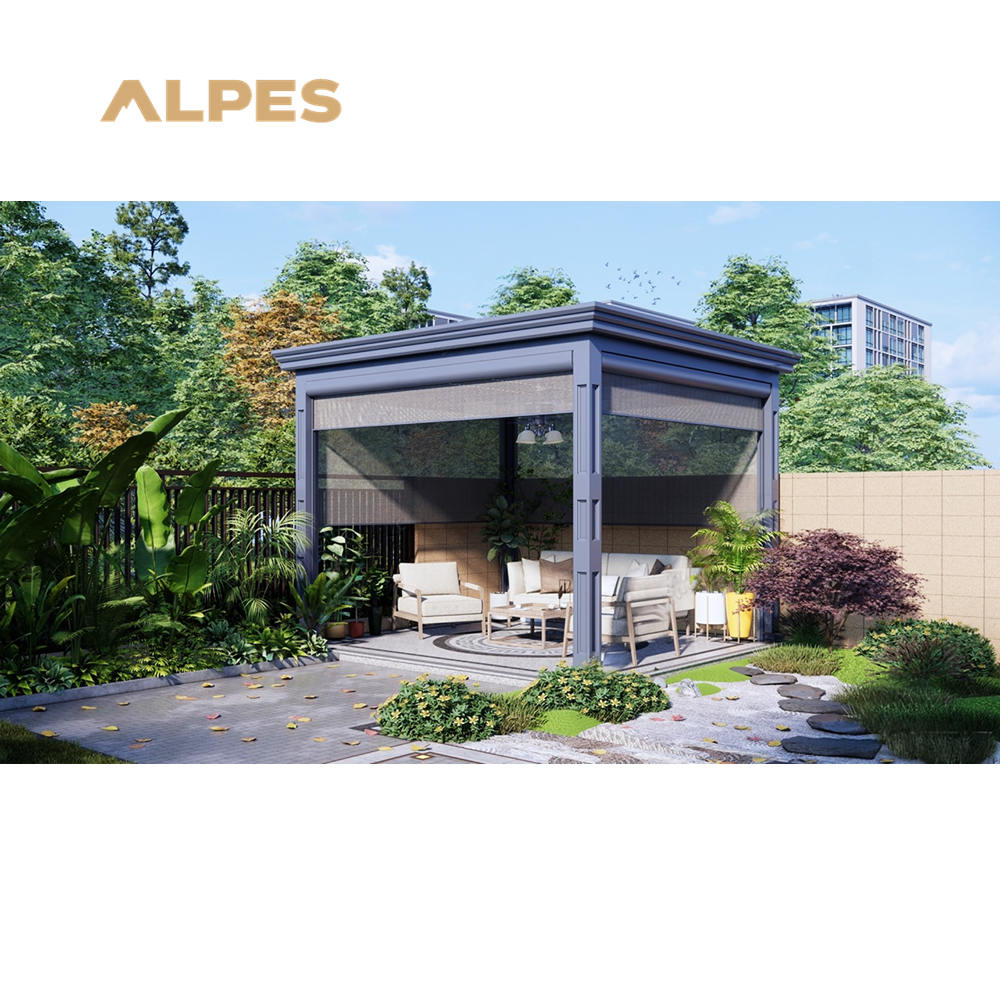 Exterior Roof Metal Gazebo With Retractable Screen Outdoor  Aluminum Pergola Opening Roof