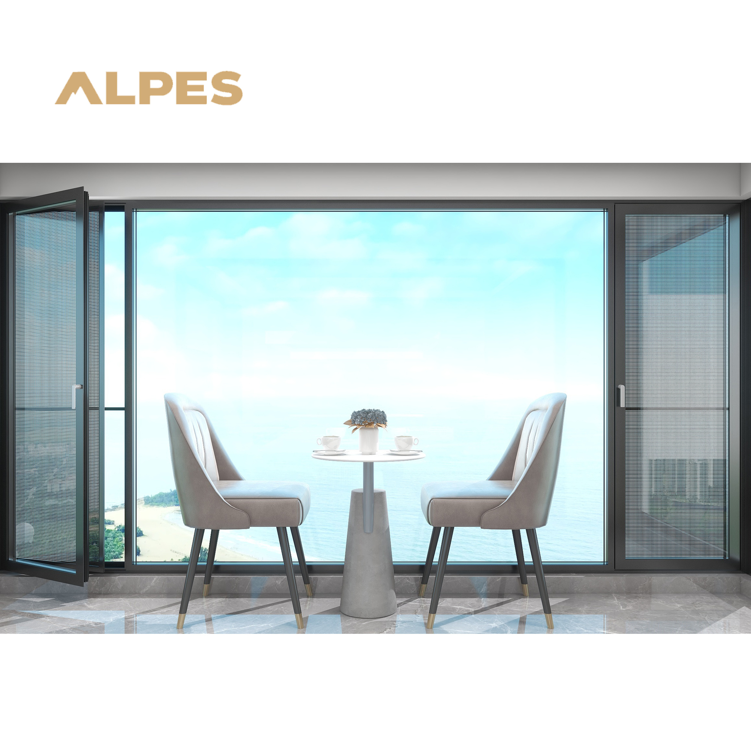 ALPES Thermal Break Aluminum Windows Double Glazing French Window Triple Glazed Casement House Windows