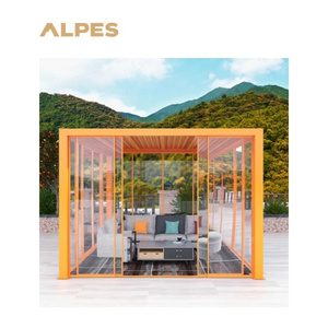 ALPES Factory Pop up White Solar System Outdoor Retractable Terrace Pergola Waterproof Gazebo Accessories Arches Arbours Bridge