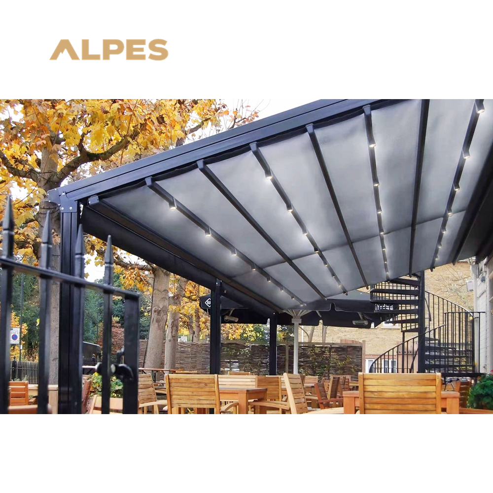 ALPES Fully Automatic Retractable Sliding Folding Outdoor Pergola Waterproof Aluminum Terrace Roof for Arbours Arches & Bridges