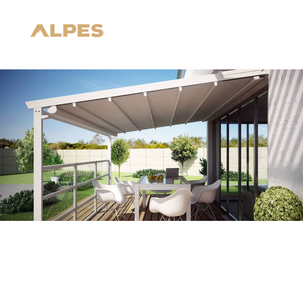 ALPES Fully Automatic Retractable Sliding Folding Outdoor Pergola Waterproof Aluminum Terrace Roof for Arbours Arches & Bridges