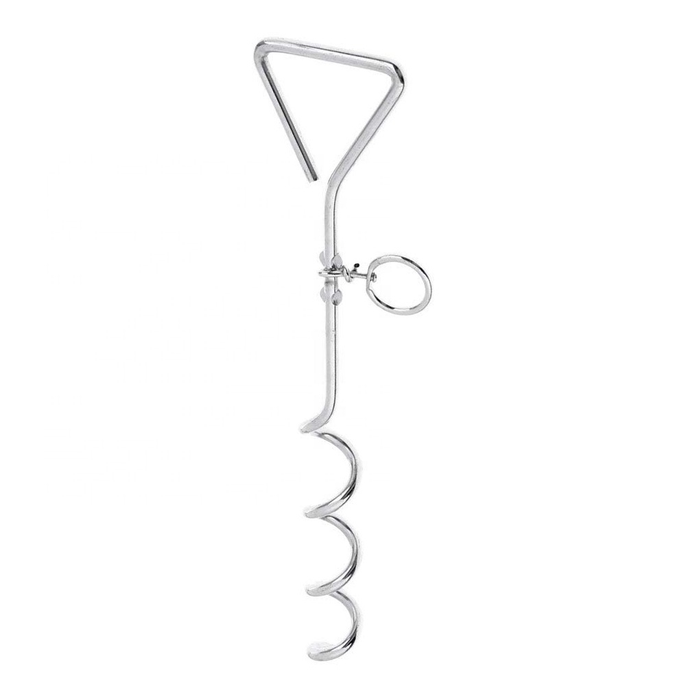 Dog Tether Anchor Camping Spiral Ground Silver Corkscrew Heavy Duty Peg Stake